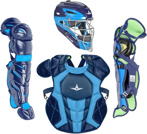 Vista 4 de All-Star Eje S7 de 9 a 16 años – Kit de equipo de captura de béisbol (incluye casco, protector de pecho, protectores de piernas), cumple con NOCSAE