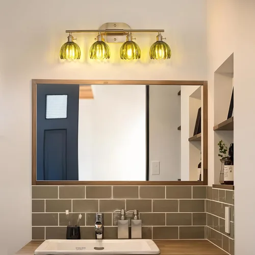 Vista 185 de Shenmoyl Lámparas de baño, lámpara de pared de 2 luces para tocador sobre espejo con pantalla de vidrio tulipán blanco para dormitorio, sala