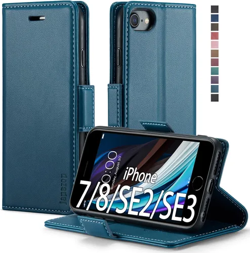 Vista 31 de japezop Funda tipo cartera compatible con iPhone Xs/iPhone X con tarjetero y bloqueo RFID, funda de cuero suave con soporte magnético y funda Negro