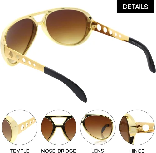 Vista 3 de zeroUV Gafas de sol de aviador grandes King of Rock & Roll