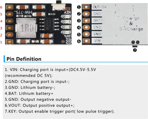 Vista 6 de 10 unids 2A 5V descarga de carga módulo integrado 3.7 V 4.2 V batería de litio Boost protección de energía móvil DIY módulo de placa PCB electrónico