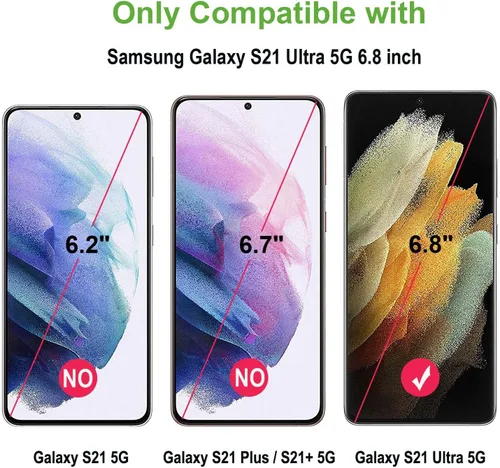 Vista 2 de Protector de pantalla de privacidad para Samsung Galaxy S21 Ultra 5G de vidrio templado de 6.8 pulgadas (paquete de 2) con protector de lente