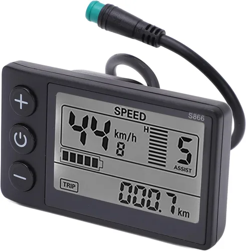Vista 9 de Computadora de bicicleta, velocímetro de bicicleta S866, medidor de pantalla LCD, IP65, impermeable, odómetro de ciclismo, 24 V, 36 V, 48 V, panel