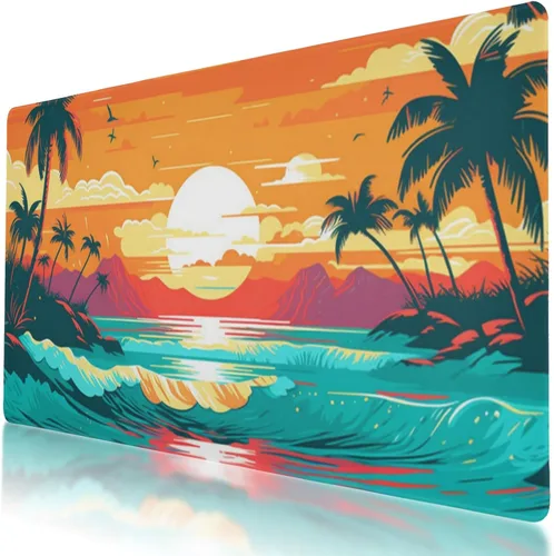 Vista 11 de Alfombrilla de mouse grande con diseño de flamenco para juegos de 35.5 x 16 pulgadas, base antideslizante, resistente al agua, ideal para jugadores