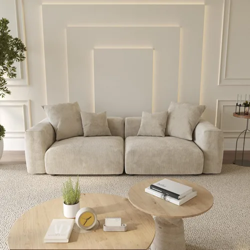 Vista 20 de WJShome Cloud Couch Sofá Seccional Modular, Sofá en Forma de L de 102 pulgadas con Otomana, Sofá de Pana Beige de 3 Asientos, Sofá Seccional