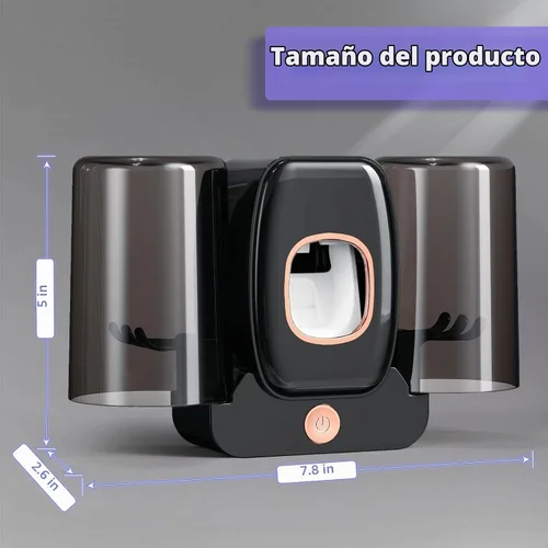 Vista 7 de Soportes para cepillo de dientes para baños, dispensador automático de pasta de dientes y soporte para cepillo de dientes ahorrador de espacio