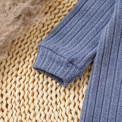 Vista 3 de Baby Boys Girls 2 Pack Solid Romper Long Sleeve Knit Cotton Button One Piece Jumpsuit Outfits Clothes