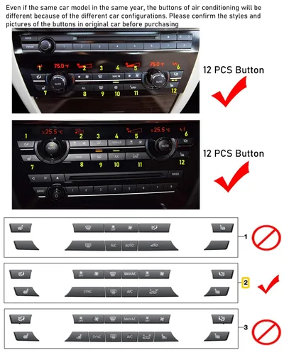 Vista 2 de Jaronx Compatible con el botón de CA de velocidad del ventilador de control de clima BMW, repuesto para 5 pies F07/F10,6 pies F06/F12/F13,7 pies
