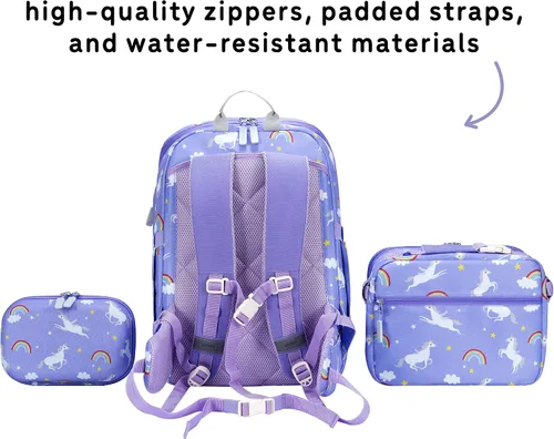 Vista 20 de Juego de mochila para niños de 16 pulgadas con bolsa de almuerzo aislada y estuche para lápices