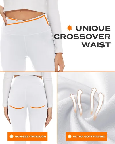 Vista 84 de TNNZEET Leggings acampanados negros para mujer, pantalones de yoga cruzados con bolsillos, corte de bota, leggings acampanados