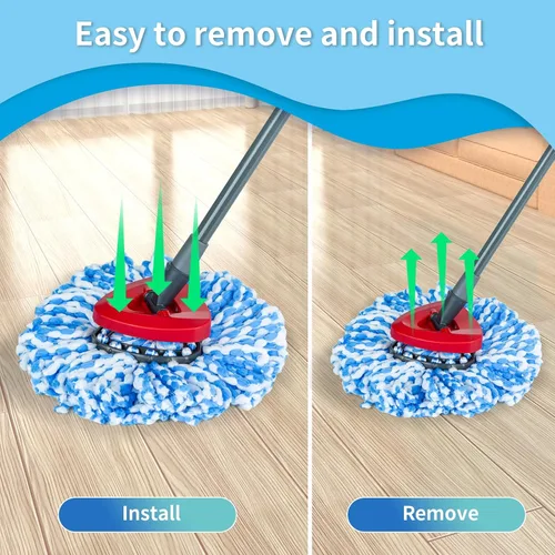 Vista 5 de Paquete de 4 cabezales de repuesto para trapeador giratorio compatible con el sistema RinseClean de 2 tanques, solo repuestos de microfibra (4)