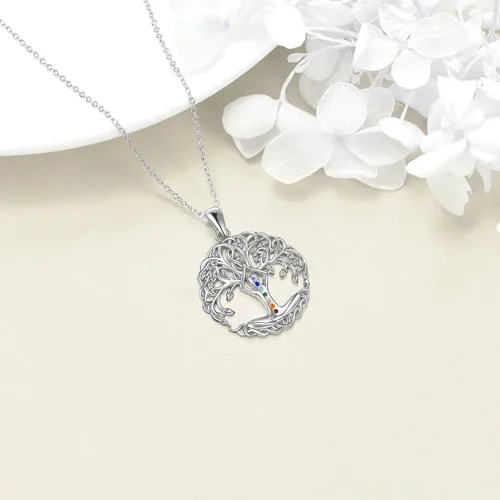 Vista 5 de YAFEINI Collar de chakras, collar de ángel para mujer, plata de ley 925, colgante de cristal curativo, joyería para niña, Plata esterlina, Circonia