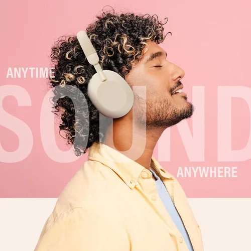 Vista 7 de Gabba Goods Auriculares inalámbricos Bluetooth sobre la oreja: graves profundos, controladores de 1.575 in, micrófono integrado, radio FM, Beige