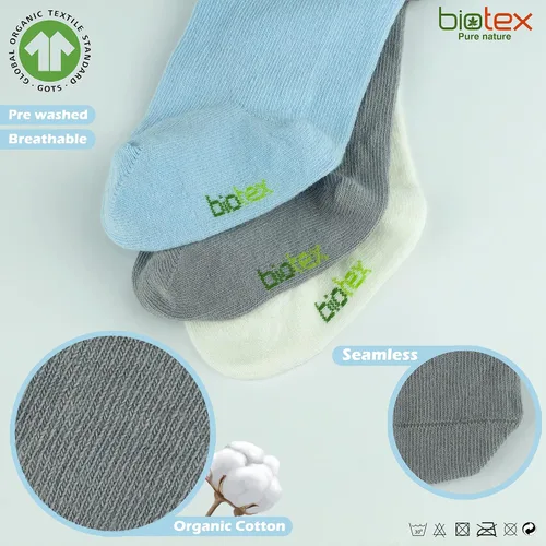 Vista 2 de 3 pares de medias de algodón orgánico para bebé niña y niño para invierno, leggings sin costuras, medias para recién nacidos, medias para niños