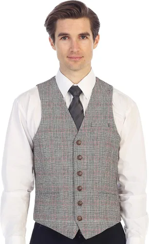 Vista 88 de Gioberti Chaleco de tweed formal de 6 botones para hombres