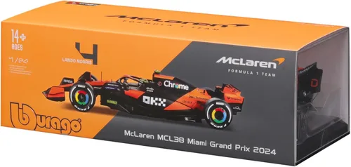 Vista 8 de Bburago 1:24 2024 Race McLaren MCL38 con Casco, Piastri #81
