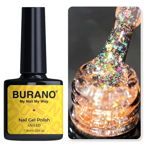 Vista 26 de BURANO Esmalte de uñas de gel reflectante, 0.2 fl oz, esmalte de gel reflectante con purpurina de diamante, esmalte de gel de color brillante