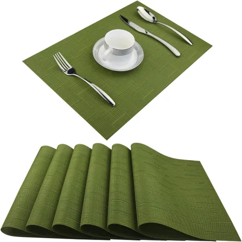 Vista 53 de Manteles individuales de vinilo resistentes al calor, lavables, fáciles de limpiar, manteles individuales de plástico para cocina, mesa de comedor