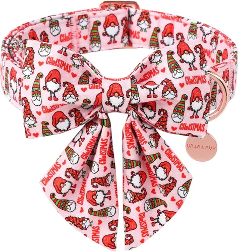 Vista 12 de Collar de Navidad para perro con pajarita, collar de Navidad para cachorros, hembras, machos, perros o gatos, collares con lazo con hebilla de metal