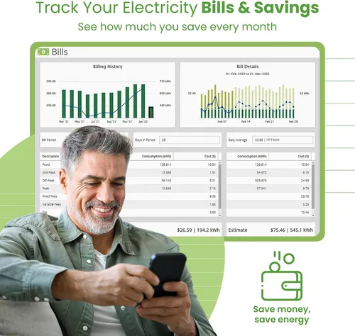 Vista 3 de Eyedro Monitor de energía para el hogar, monitor de uso de electricidad en tiempo real con medición de red solar, monitor de consumo de energía