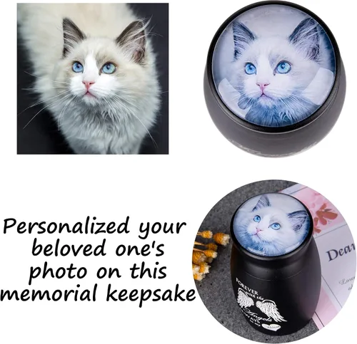 Vista 2 de Bivei Urnas pequeñas para cenizas humanas, urna personalizada de recuerdo con foto y texto para hombres y mujeres, mini urnas para adultos
