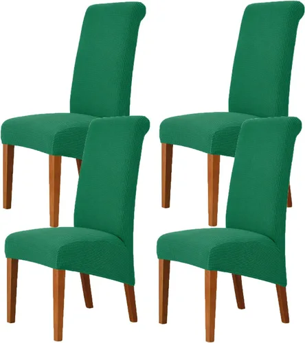 Vista 10 de Deisy Dee Fundas Elásticas XL/Extragrandes de Spandex Suave Extra Grande para Sillas de Comedor de Cocina, Protectores de Sillas Desmontables y Negro