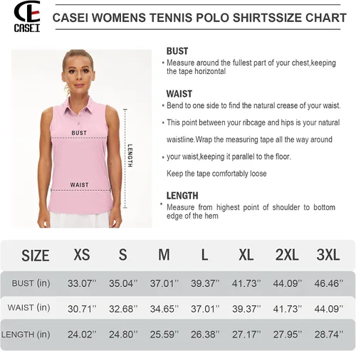 Vista 6 de Casei Polo de golf sin mangas para mujer UPF 50+ Dry Fit con cuello, Varios