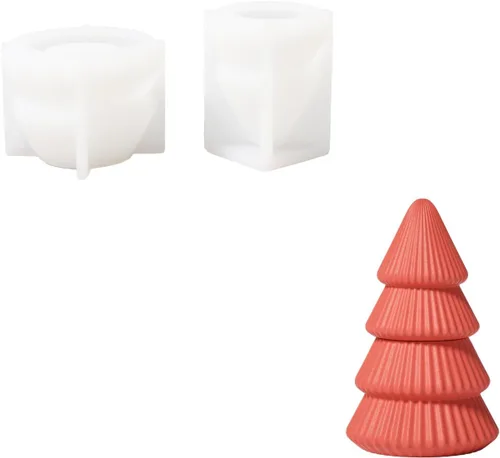 Vista 11 de BOOWAN Nicole Moldes de silicona apilables para árbol de Navidad con tapa, moldes modulares de silicona para hormigón Jesmonite, cemento hecho a