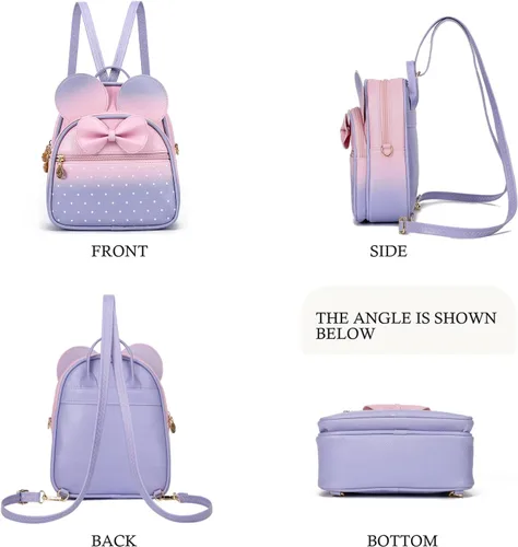 Vista 5 de KL928 - Mochila miniatura con diseño de lunares, linda, con nudo ojal, para mujeres y niñas, que se puede usar también como morral o bolso