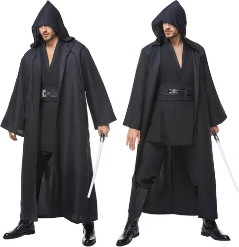 Vista 5 de Tunic Hooded Robe Knight Costume Outfits Halloween Cosplay Costume for Mens Three Versions