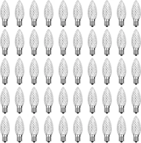 Vista 8 de Meconard Bombillas LED C9 de repuesto para Navidad, bombillas LED inastillables C9 para luces de Navidad para interiores y exteriores, base