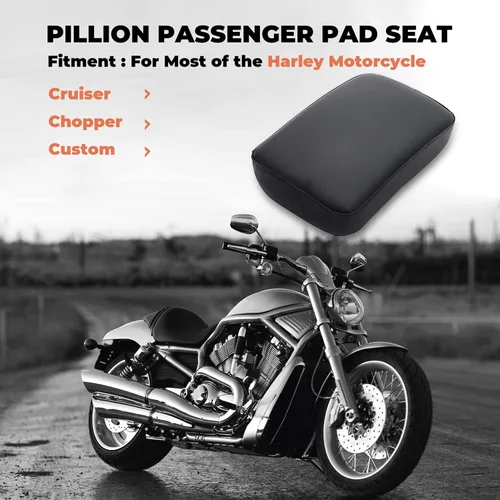 Vista 2 de Alpha Rider Asientos de motocicleta - Rectangular Pillion Pasajero Pad Seat 6 Ventosa Para Harley Custom Chopper