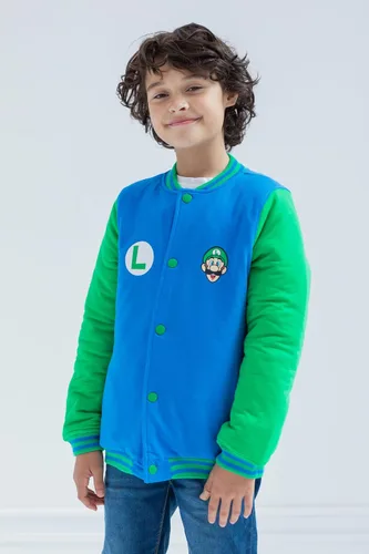 Vista 5 de SUPER MARIO Nintendo Mario Luigi Varsity Bomber - Chaqueta para niños pequeños a grandes