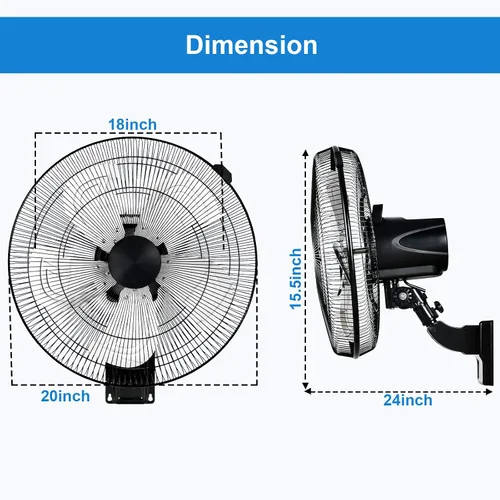 Vista 2 de Simple Deluxe Ventilador de pared de metal de 18 pulgadas, ventilador de esquina y patio al aire libre máximo de 4200 CFM, flujo de aire de alta