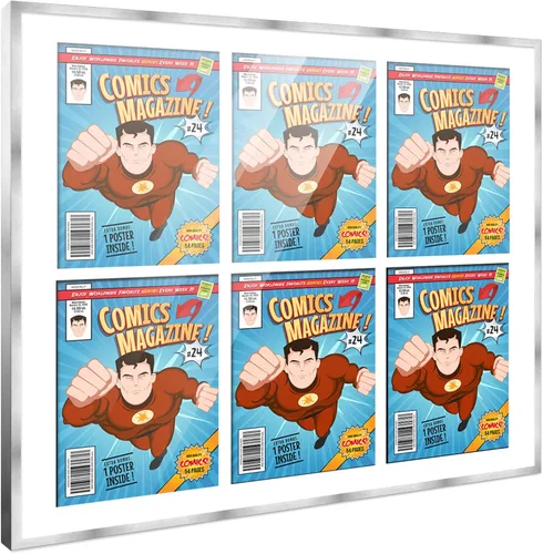 Vista 60 de Poster Palooza Marco de cómic con paspartú para 1 cómic de la Edad de Bronce publicado entre 1970 y 1985, marco de cómic negro para cómic de 7.25 x