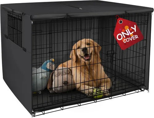 Vista 16 de Explore Land Funda para jaula de perro de poliéster resistente, parasol universal para jaula de alambre de 18 pulgadas (negro)