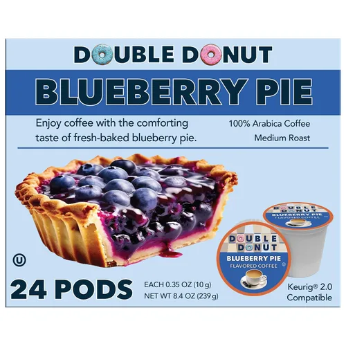 Vista 8 de Double Donut Coffee Cápsulas de café de arándanos, cápsulas de café con sabor a arándanos de una sola porción, café tostado medio para cafeteras