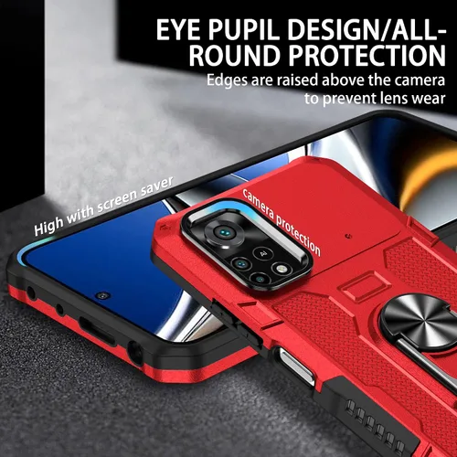 Vista 4 de Compatible con funda para teléfono Xiaomi Poco X4 Pro 5G y protector de pantalla de vidrio templado, soporte de anillo, soporte de soporte