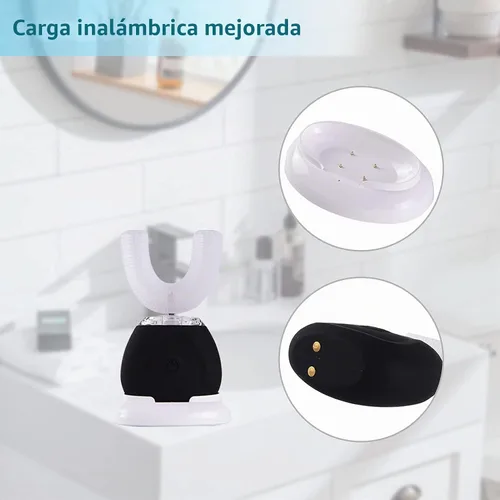 Vista 7 de Cepillo de dientes auto ultrasónico en forma de U automático 360 con luz azul que blanquea para los adultos