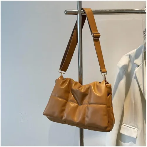 Vista 8 de Bolsos cruzados acolchados de moda para mujer, correa de cadena ajustable, con relleno de casete, bolsa de hombro hinchada