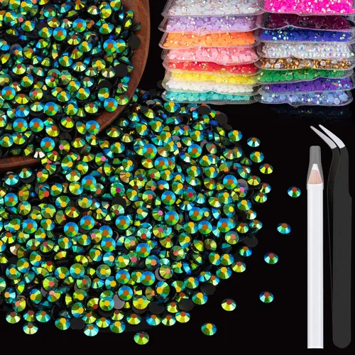 Vista 72 de 5000 piezas de 2mm de strass de resina a granel, strass de gel negros con parte posterior plana y redonda para embellecer sin termoadhesión, gemas