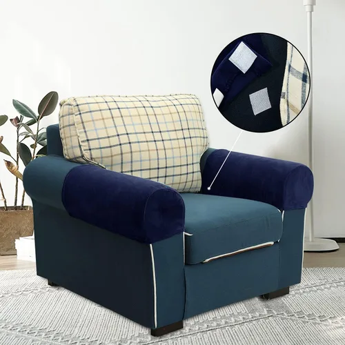 Vista 11 de XMNTG Juego de 2 fundas elásticas para reposabrazos de color beige, terciopelo suave, antimanchas, lavables para sillas, sofá, sillón reclinable