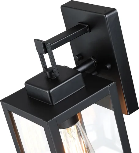 Vista 6 de Paquete de 2 Luces de Aplique para Exteriores - Luz de Pared Exterior de 12 Pulgadas, Aplique Exterior de Acero y Vidrio para Porche, Farol de Pared