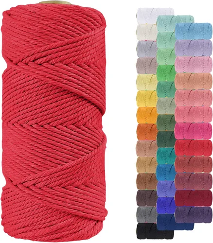 Vista 115 de Cordón de macramé de 0.079 pulgadas, cuerda de algodón natural de 109 yardas, hilo de cuerda de macramé para manualidades, ganchos de pared