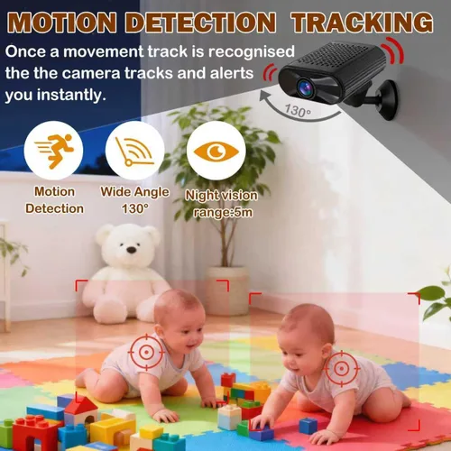 Vista 3 de Mini cámara – Cámara inalámbrica WiFi 4K portátil con visión nocturna, detección de movimiento, aplicación de teléfono Live View – Cámara