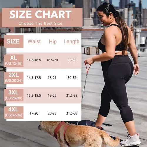 Vista 6 de Paquete de 3 leggings capri para mujer, talla grande, cintura alta, control de abdomen, pantalones elásticos de entrenamiento de yoga (XL-4X)