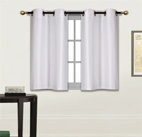Vista 17 de Elegant Home - Cortina opaca con aislamiento de seda sintética con ojales, 2 paneles de 28 pulgadas de ancho x 36 pulgadas de largo, cada uno