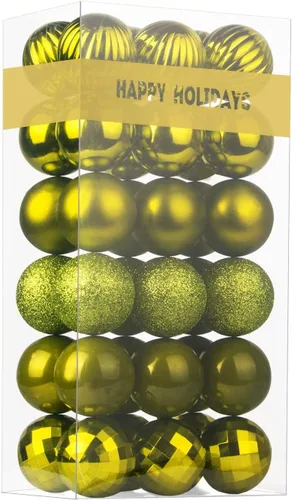 Vista 79 de Esferas pequeñas de Navidad de bronce y dorado de 1.6 pulgadas, adornos para decoración de árbol de Navidad, bolas colgantes inastillables