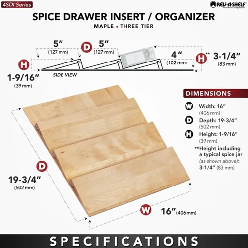 Vista 4 de Accesorio especiero de madera para cajón, de la marca Rev-A-Shelf, Madera, Natural, S