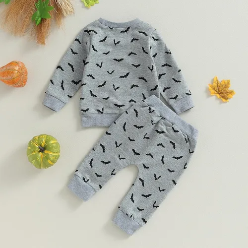 Vista 61 de YINGISFITM Conjunto de camisa de calabaza de Halloween para bebé, niña, niño, sudadera y pantalones para otoño e invierno